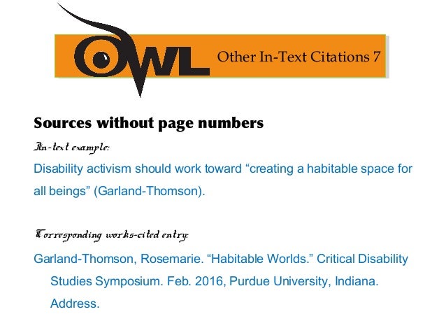 OWL Purdue MLA format
