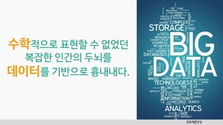 모두의연구소
수학적으로 표현할 수 없었던
복잡한 인간의 두뇌를
데이터를 기반으로 흉내내다.
 