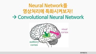 모두의연구소
Neural Network를
영상처리에 특화시켜보자!
 Convolutional Neural Network
 