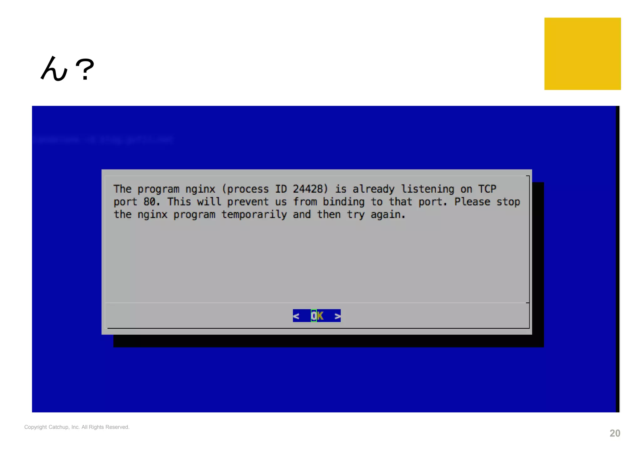 ん？
Copyright Catchup, Inc. All Rights Reserved.
20
 