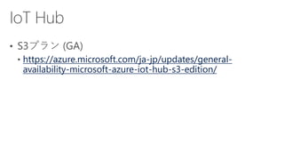 https://azure.microsoft.com/ja-jp/updates/general-
availability-microsoft-azure-iot-hub-s3-edition/
 