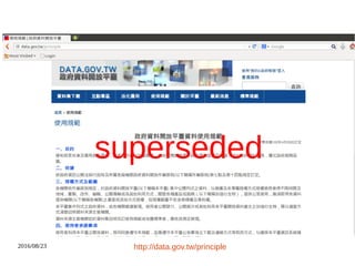 2016/08/23 http://data.gov.tw/principle
superseded
 