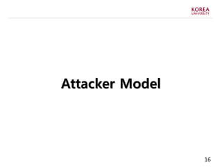 16
Attacker Model
 