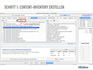 SCHRITT 1: CONTENT-INVENTORY ERSTELLEN
@BaZaKom
➤ Liste exportieren
 