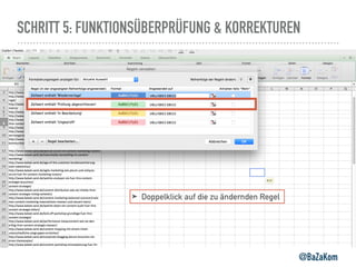 SCHRITT 5: FUNKTIONSÜBERPRÜFUNG & KORREKTUREN
@BaZaKom
➤ Doppelklick auf die zu ändernden Regel
 