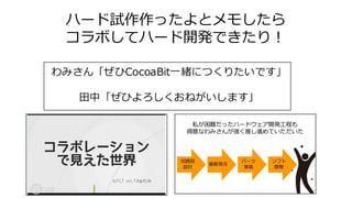 ハード試作作ったよとメモしたら
コラボしてハード開発できたり！
 