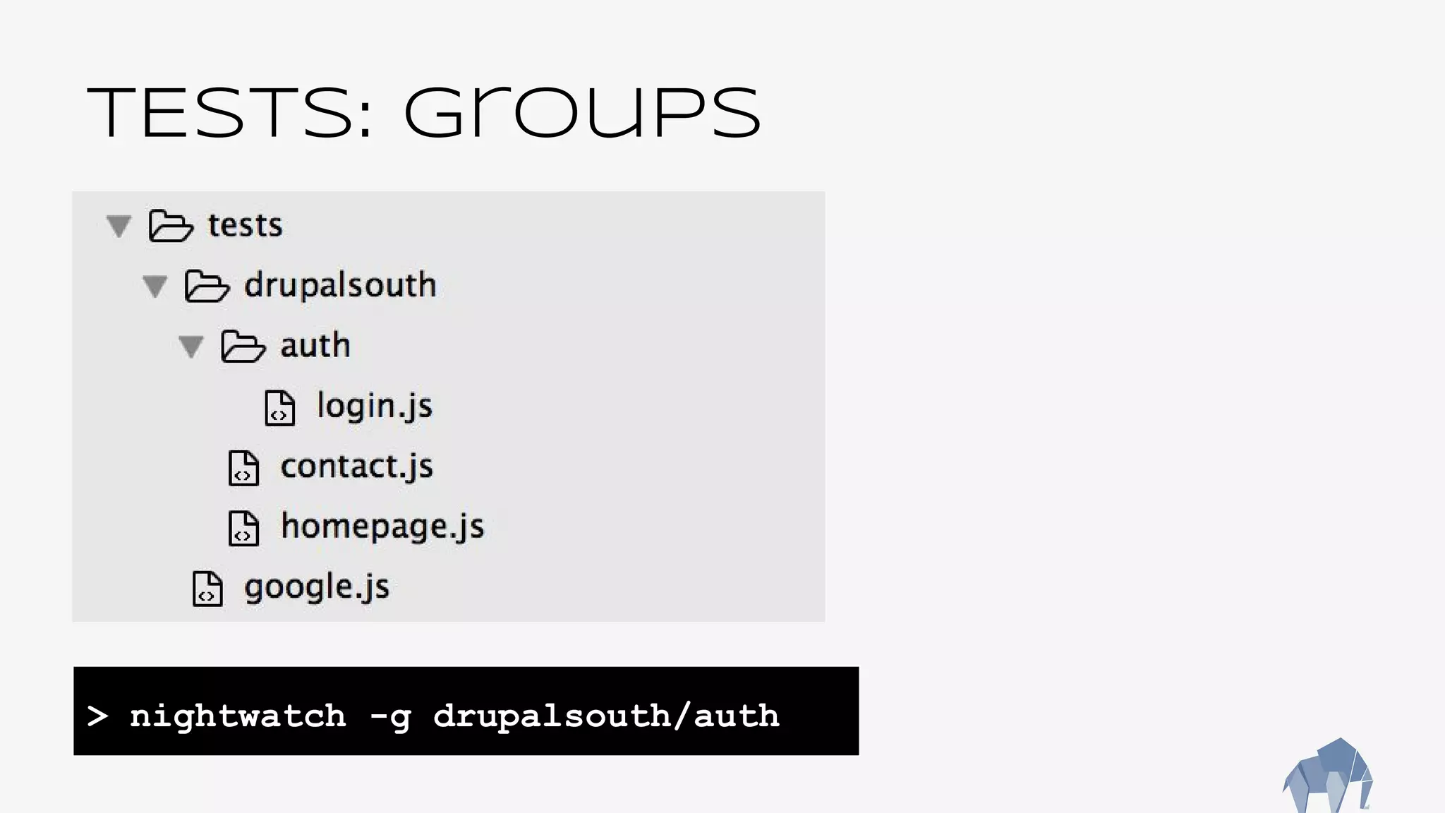 TESTS: groups
> nightwatch -g drupalsouth/auth
 