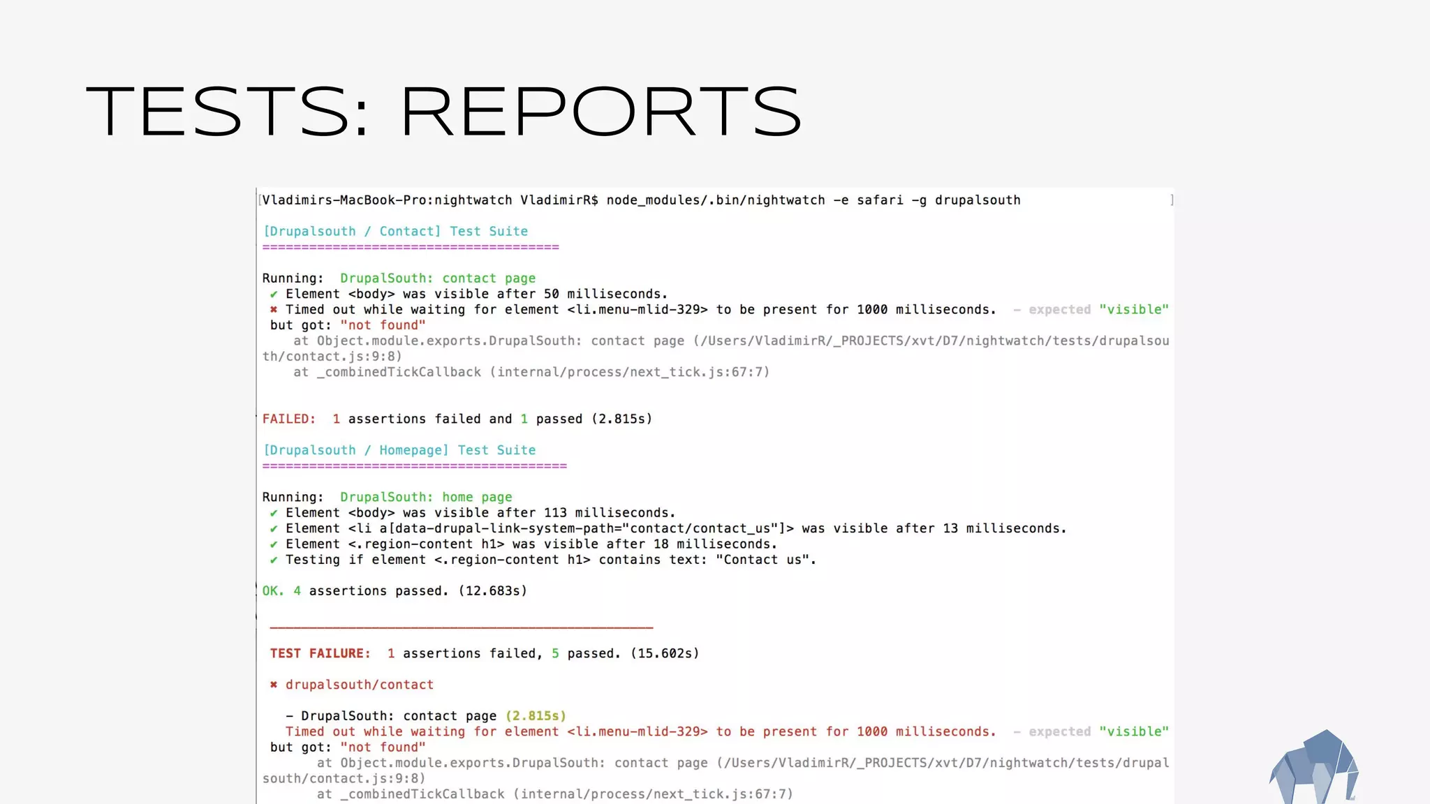 TESTS: REPORTS
 