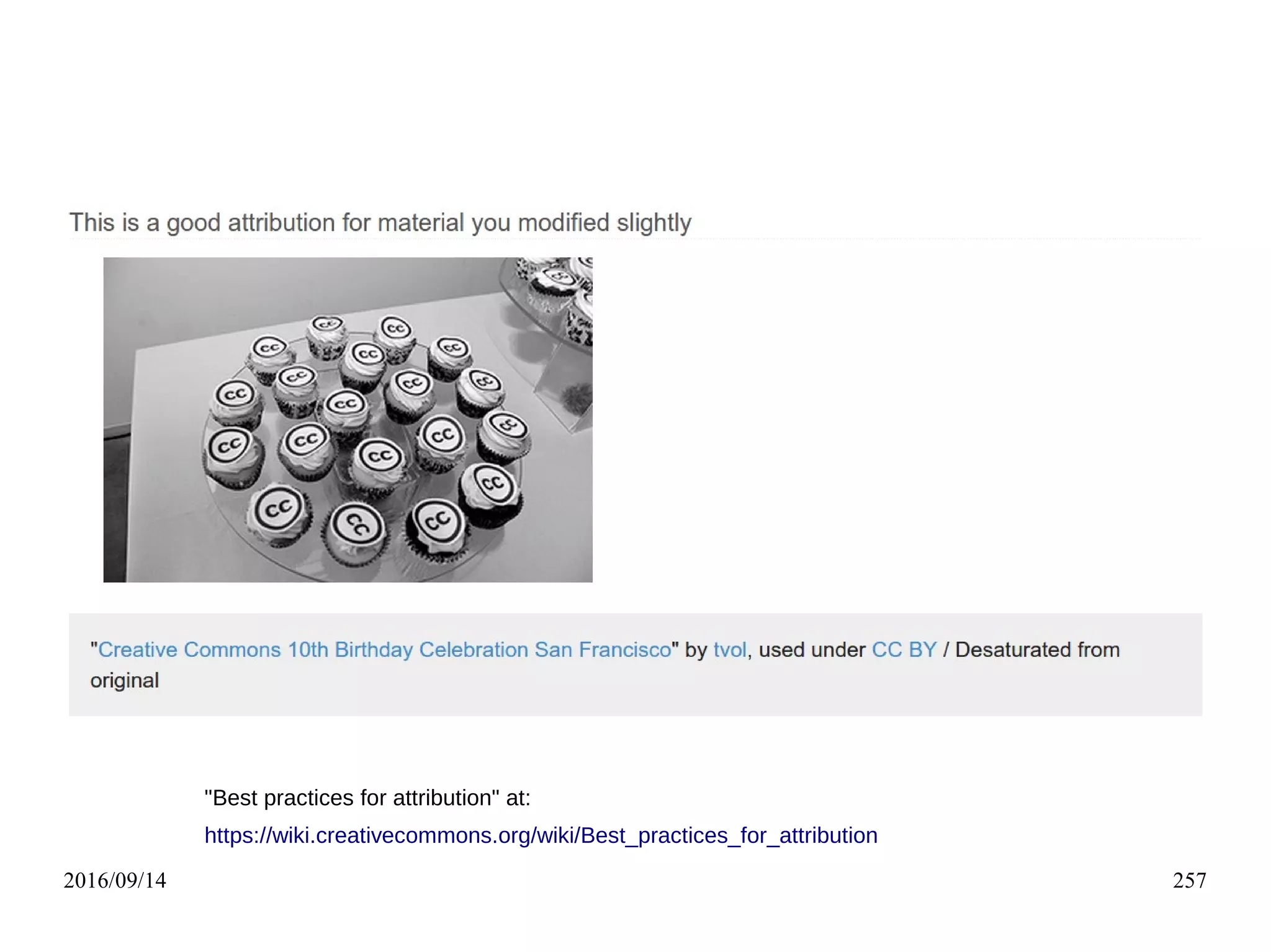 2016/09/14 257
"Best practices for attribution" at:
https://wiki.creativecommons.org/wiki/Best_practices_for_attribution
 