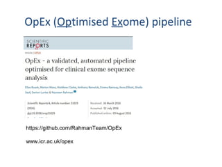 OpEx (Optimised Exome) pipeline
https://github.com/RahmanTeam/OpEx
www.icr.ac.uk/opex
 