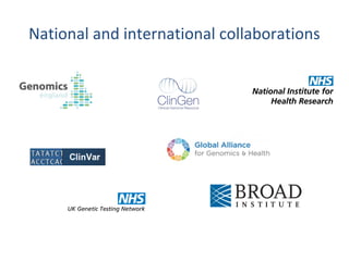 National and international collaborations
 