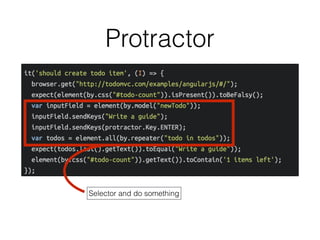Protractor
Selector and do something
 