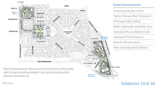 Subphases 1A & 1B
LAKEMERCEDBLVD
BROTHERHOOD WAY
VIDAL DR
ACEVEDO AVE
HIGUERA AVE Juan Bautista
Circle
ARBALLODR
PINTO AVE
Leasing
SFSU Street Improvements
Enhanced Quality of Life
“Better Streets Plan” Elements
Promote Public Safety
Wider Sidewalks and Bulb Outs
Increased Accessibility for All
Improved Transit Access
Bicycle Infrastructure
New and Upgraded Utilities
Street Improvements: Reconstruction of portions of the public
right-of-way including sidewalk, curb, gutter, parking strip,
parkway, driveway, etc.
310 Arballo
350 Arballo
405 Serrano
810 Gonzalez
125 Cambon
150 Font
100 Font
50 Chumasero
55 Chumasero
355
Serrano
750
Gonzalez
 