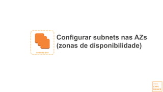 Configurar subnets nas AZs
(zonas de disponibilidade)
 