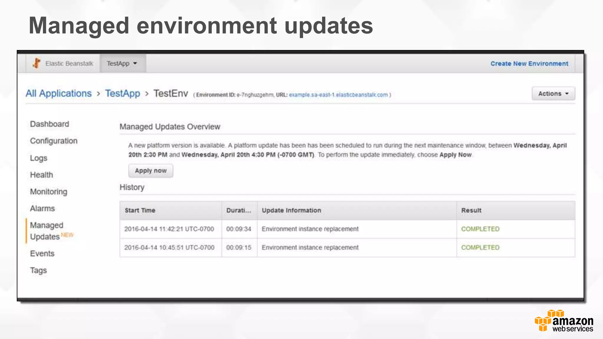 Managed environment updates 