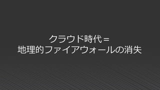クラウド時代＝
地理的ファイアウォールの消失
 