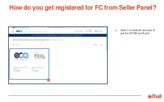 Select for desired services to
get the APOB certificate
How do you get registered for FC from Seller Panel?
v.
v
 