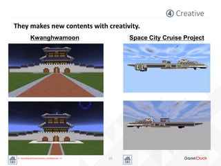 !!! GameDuck Presentation, Confidential !!!
They makes new contents with creativity.
15
④ Creative
Kwanghwamoon Space City Cruise Project
 