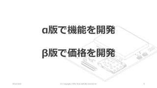 2016/10/6 (C)	Copyright	1996-2016	SAKURA	Internet	Inc 9
α版で機能を開発
β版で価格を開発
 
