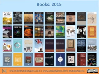 brian.hole@ubiquitypress.com | www.ubiquitypress.com| @ubiquitypress
Books: 2015
 