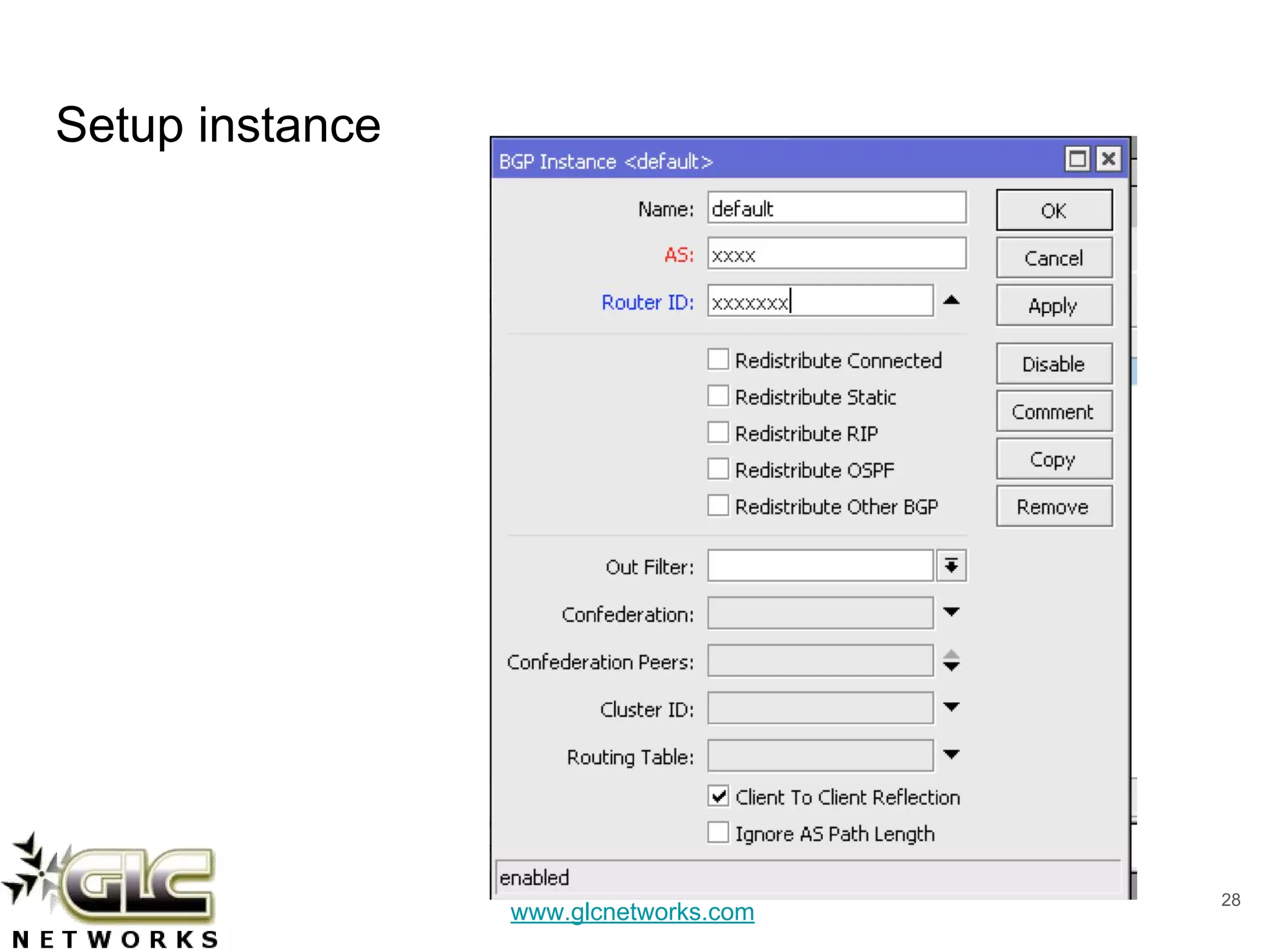 www.glcnetworks.com
Setup instance
28
 