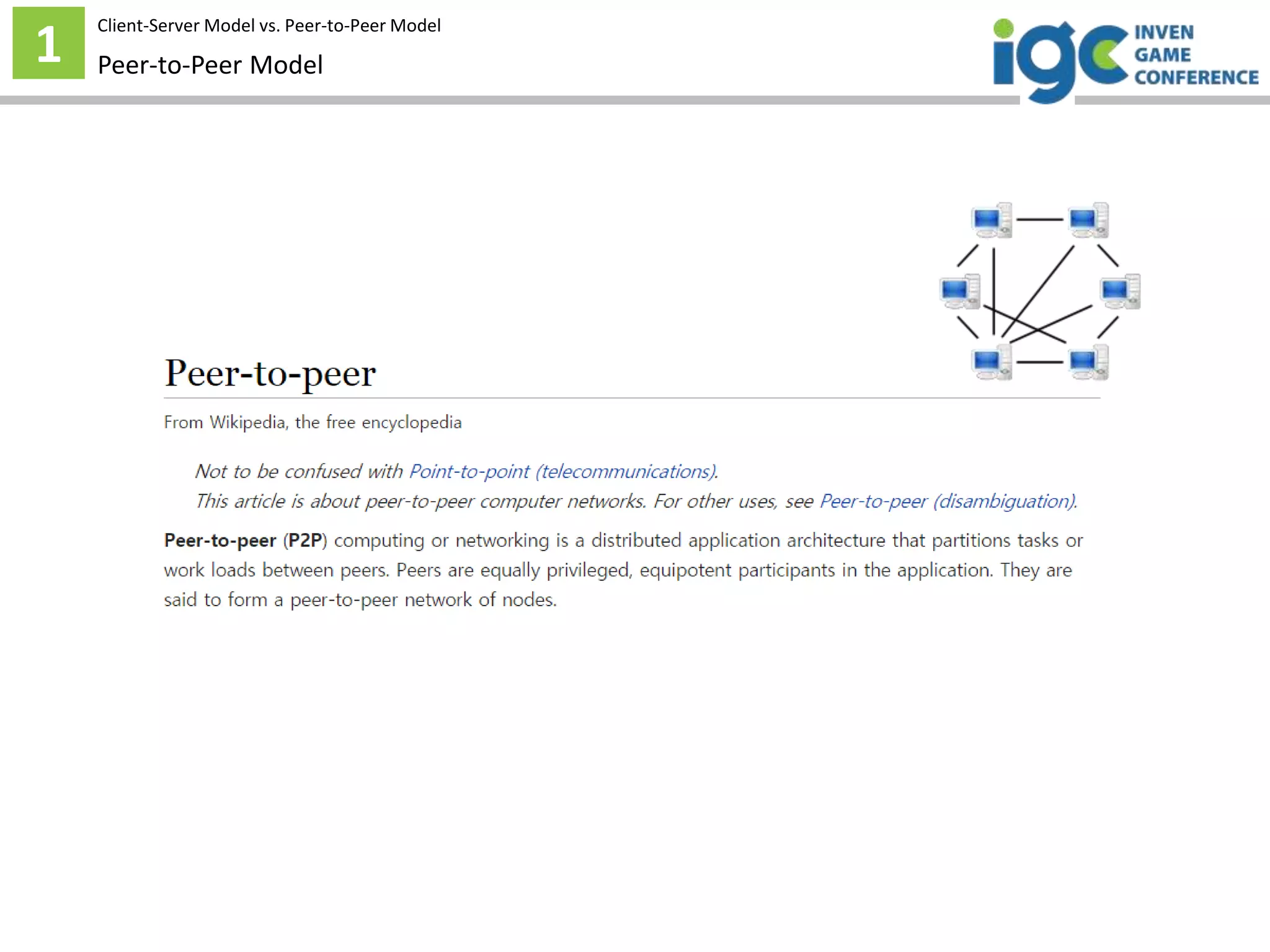 1 Peer-to-Peer Model
Client-Server Model vs. Peer-to-Peer Model
 