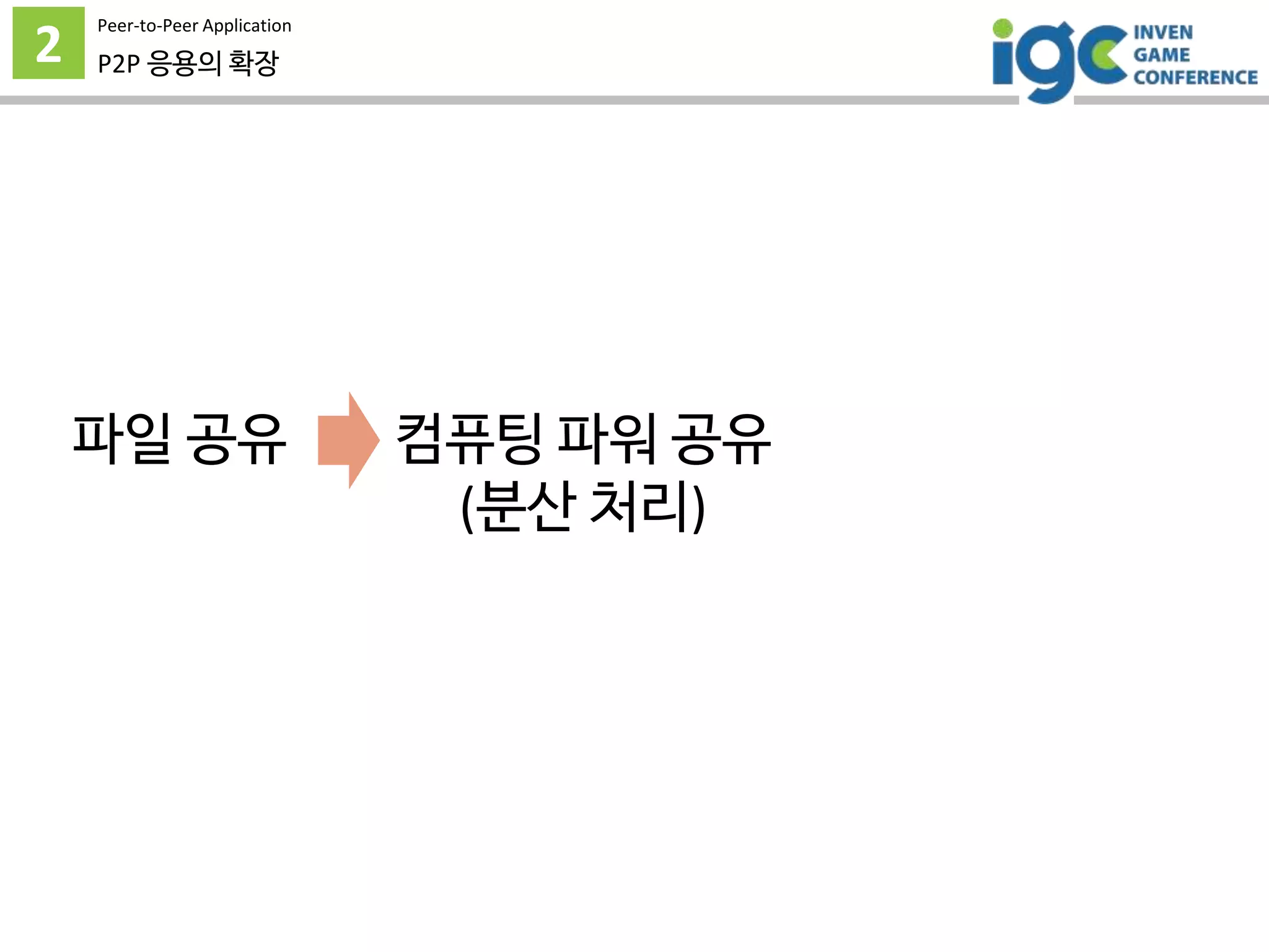 2
Peer-to-Peer Application
P2P 응용의 확장
파일 공유 컴퓨팅 파워 공유
(분산 처리)
 