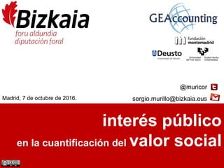 interés público
en la cuantificación del valor social
@muricor
sergio.murillo@bizkaia.eusMadrid, 7 de octubre de 2016.
 