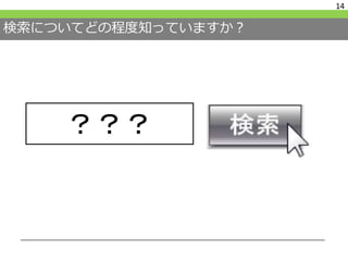 検索についてどの程度知っていますか？
14
？？？
 
