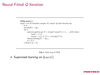 Neural Fitted Q Iteration
Supervised learning on (s,a,r,s’)
 