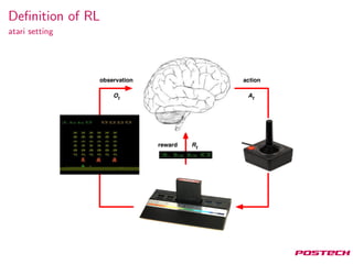 Deﬁnition of RL
atari setting
 