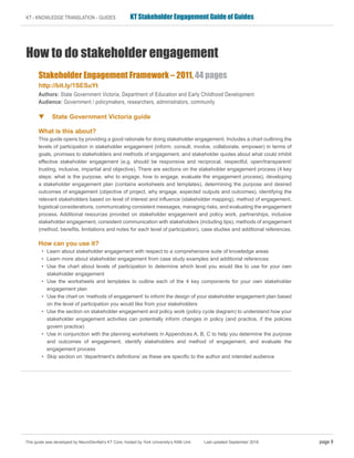 Stakeholder Engagement Guide of Guides | PDF