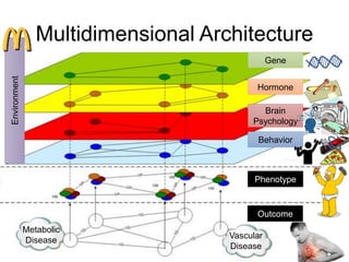 Multidimensional Architecture
73
Gene
Hormone
Brain
Psychology
Behavior
Phenotype
Outcome
Metabolic
Disease
Vascular
Disease
Environment
 