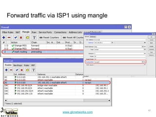 www.glcnetworks.com
Forward traffic via ISP1 using mangle
17
 