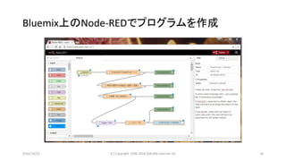 2016/10/15 (C) Copyright 1996-2016 SAKURA Internet Inc 36
Bluemix上のNode-REDでプログラムを作成
 