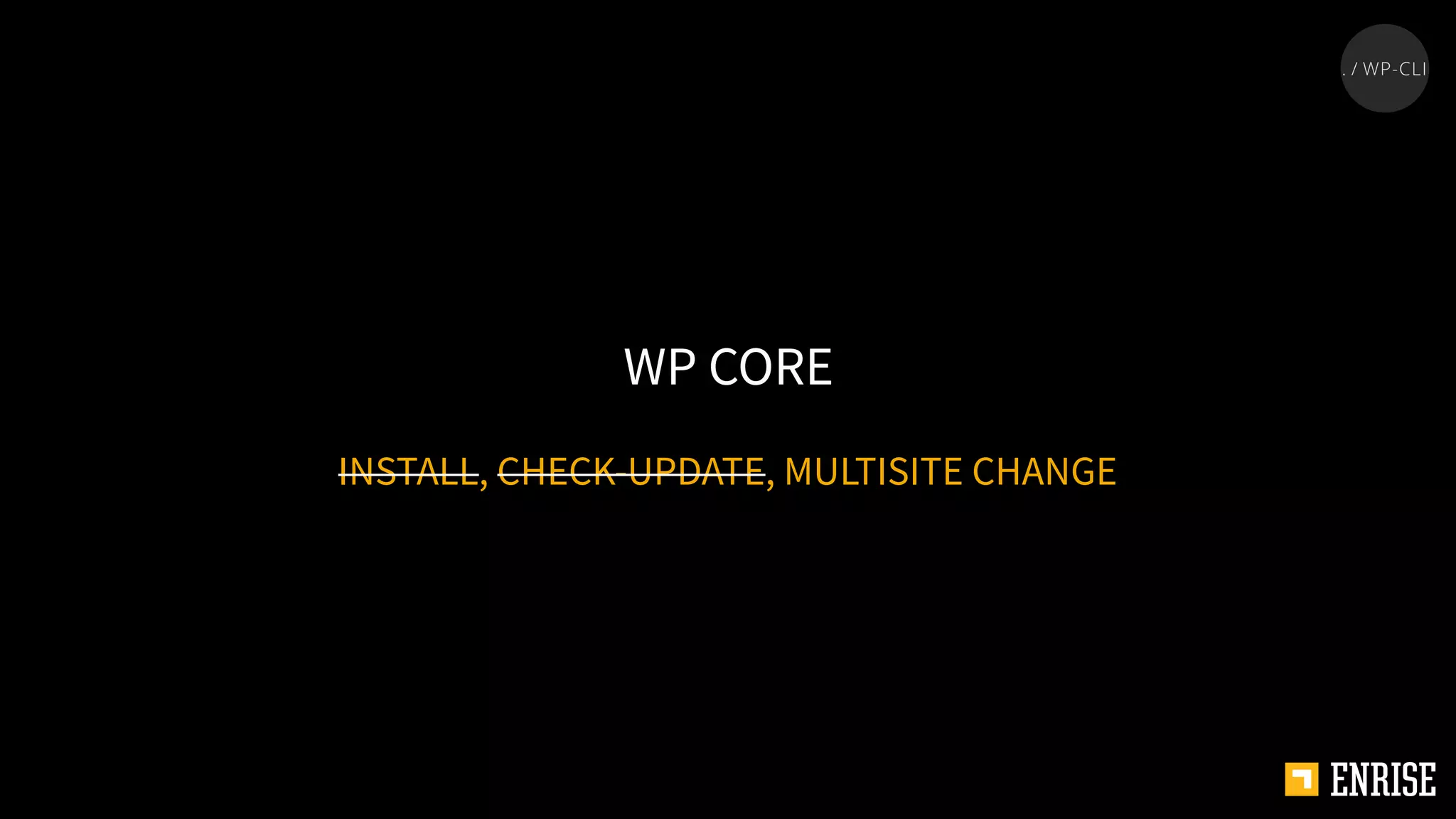 INSTALL, CHECK-UPDATE, MULTISITE CHANGE
WP CORE
 