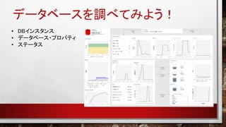 データベースを調べてみよう！
• DBインスタンス
• データベース・プロパティ
• ステータス
 