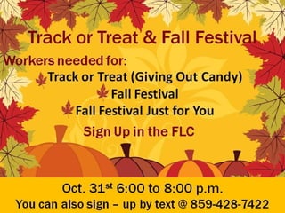 RHBC 10/23 Announcements