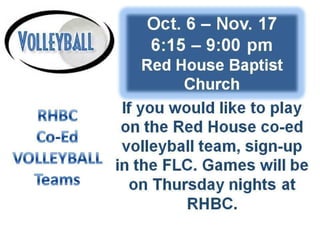 RHBC 10/23 Announcements