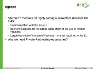 © 2016 Deutscher Raiffeisenverband e.V. Vieh und FleischDr. Verena Schütz
Agenda
2
§  Alternative methods for highly conta...