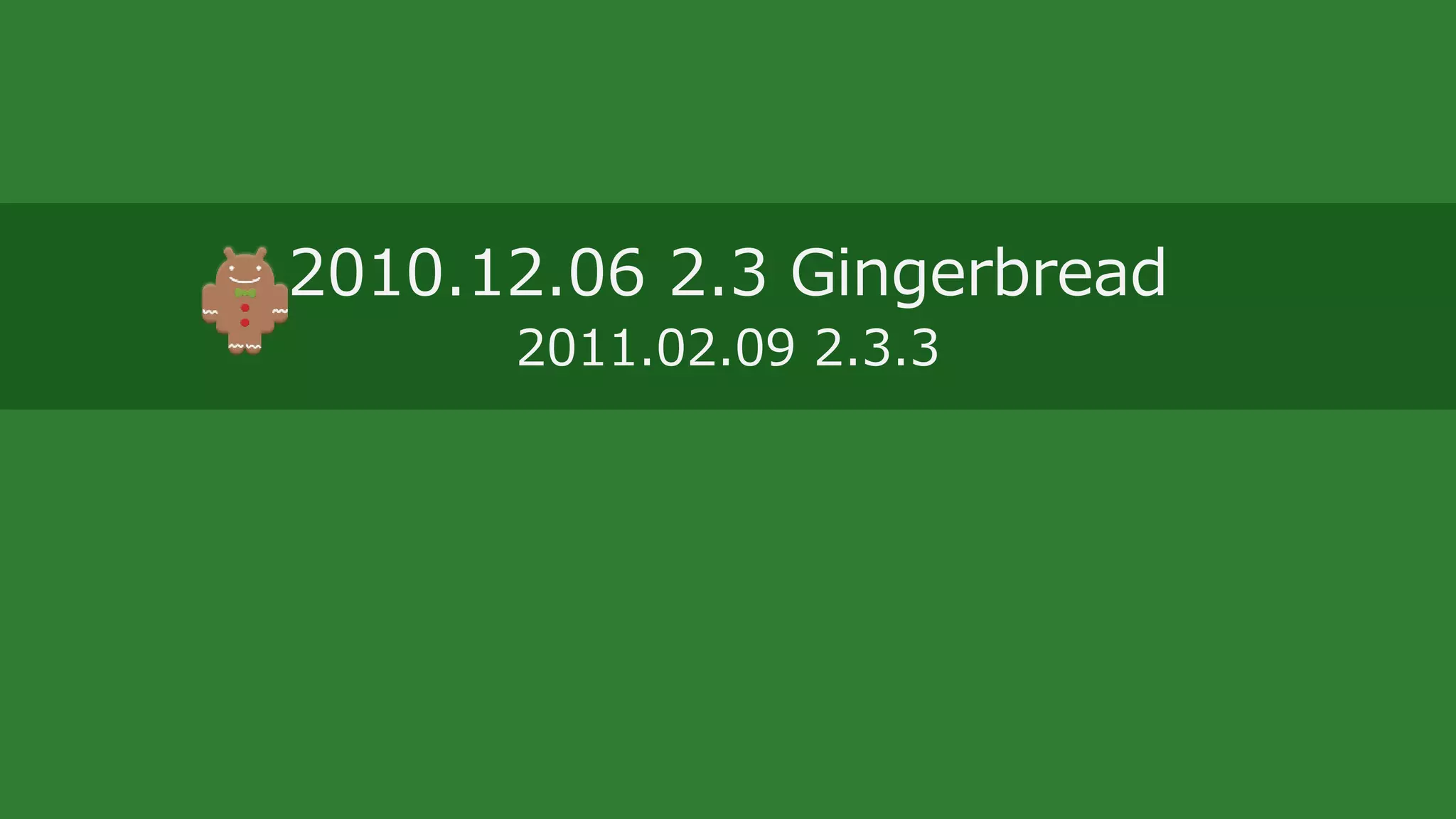 2010.12.06 2.3 Gingerbread
2011.02.09 2.3.3
 