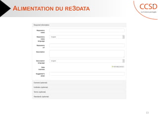 ALIMENTATION DU RE3DATA
13
 