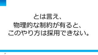 24
とは言え、
物理的な制約が有ると、
このやり方は採用できない。
 