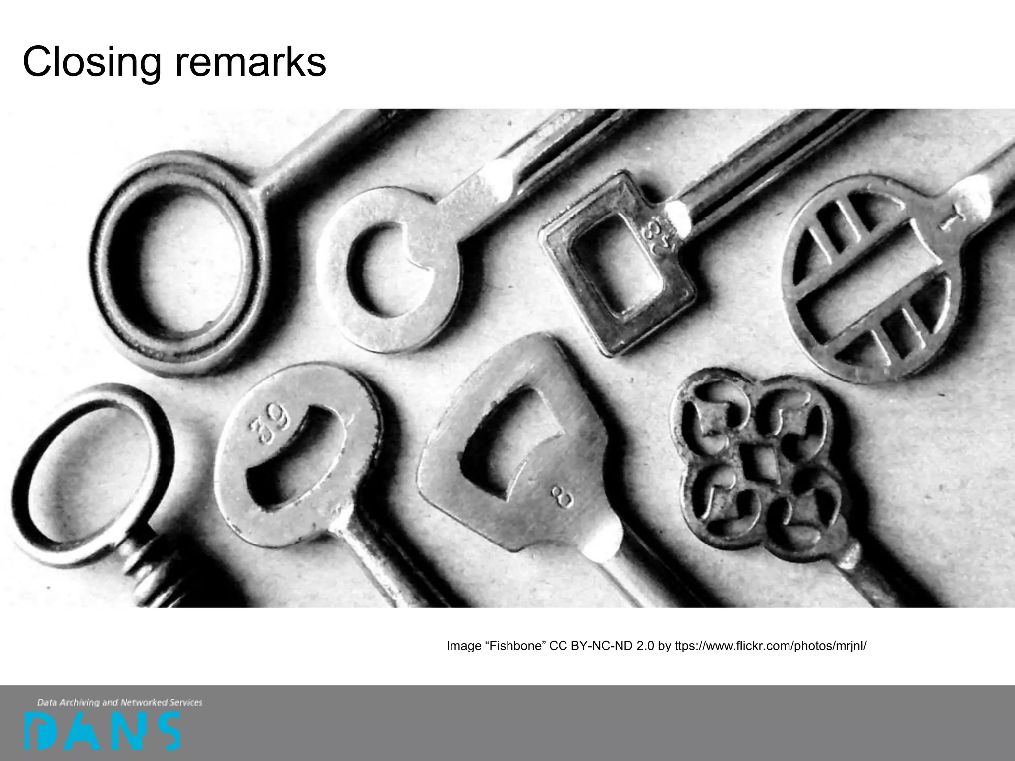 Closing remarks
Image “Fishbone” CC BY-NC-ND 2.0 by ttps://www.flickr.com/photos/mrjnl/
 