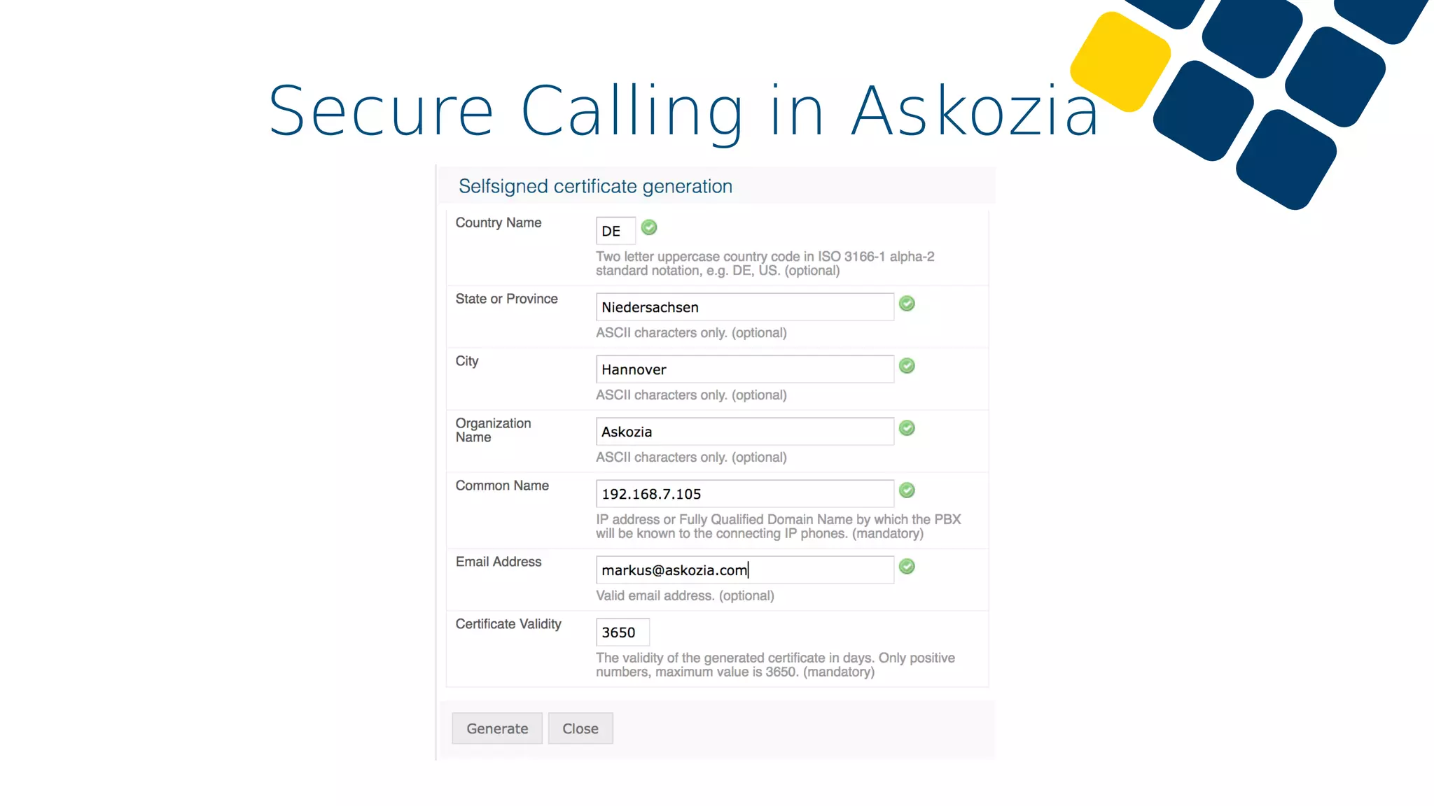 Secure Calling in Askozia
 