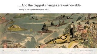 76
… And the biggest changes are unknowable
“Going to the opera in the year 2000”
Source: Albert Robida76
 