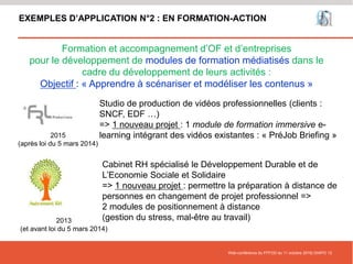 EXEMPLES D’APPLICATION N°2 : EN FORMATION-ACTION
Formation et accompagnement d’OF et d’entreprises
pour le développement d...