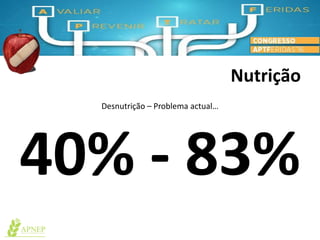 Nutrição
Desnutrição – Problema actual…
40% - 83%
 