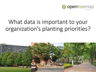 What data is important to your
organization’s planting priorities?
 