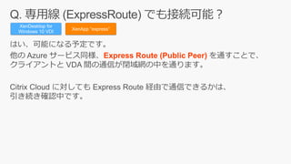 Express Route (Public Peer)
XenDesktop for
Windows 10 VDI
XenApp “express”
 